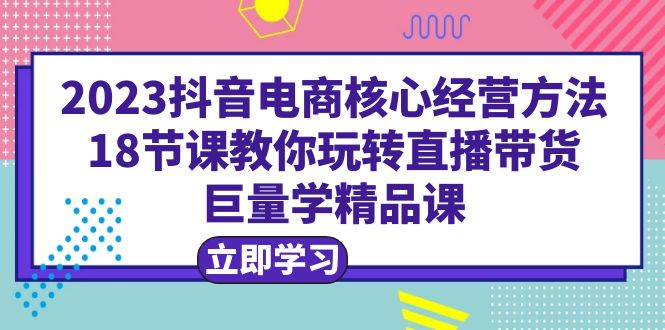 【副业项目6377期】2023抖音电商核心经营方法：18节课教你玩转直播带货，巨量学精品课-知行副业网