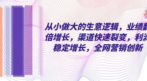 【副业项目8292期】从小做大的生意逻辑，业绩翻倍增长，渠道快速裂变，利润稳定增长-知行副业网