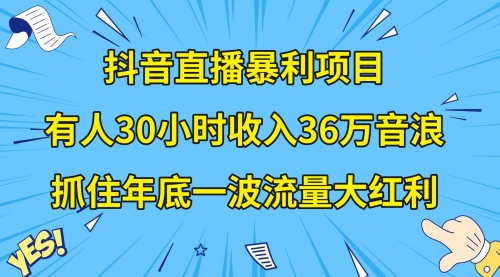 【副业项目8538期】抖音直播暴利项目，有人30小时收入36万音浪-知行副业网